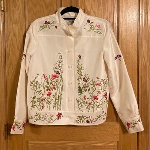 Vintage Neiman Marcus Scandinavian garden party embroidered silk blouse